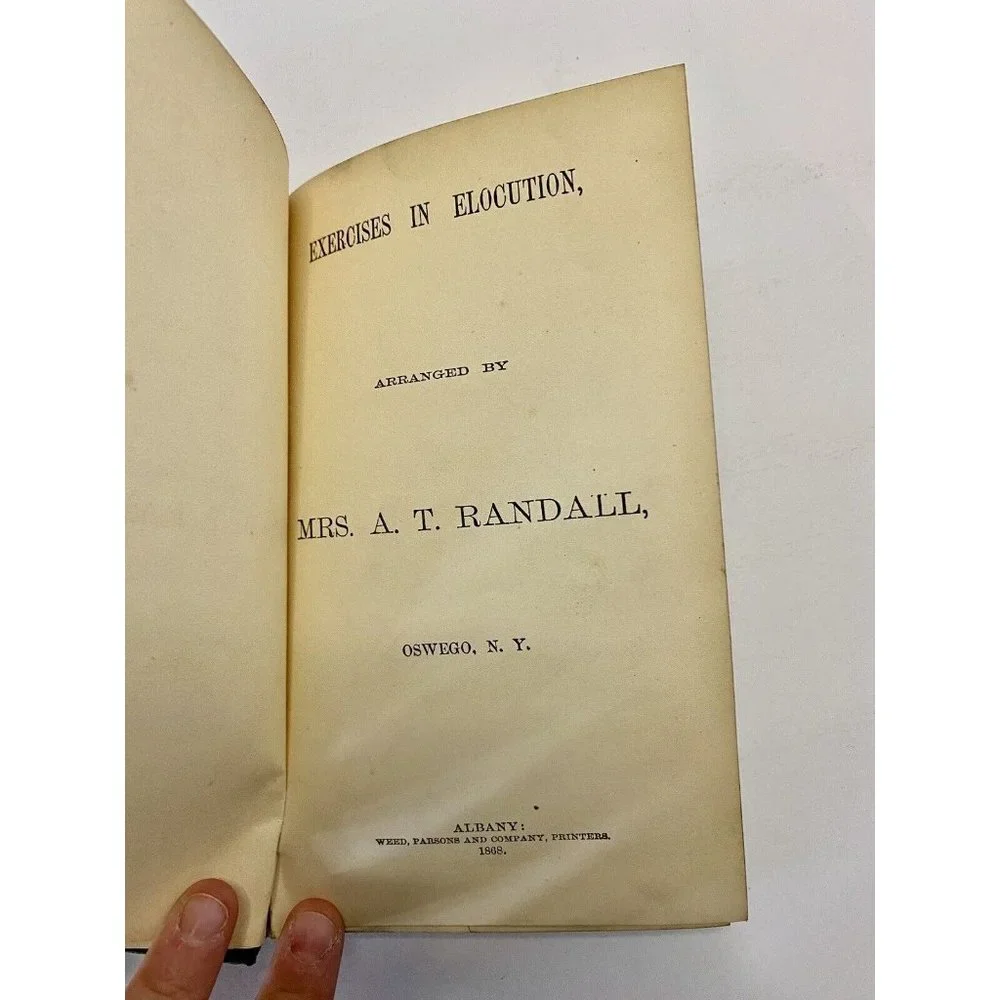 Exercises In Elocution Arranged Mrs. A. T. Randall 1868 Antique Speech Reference